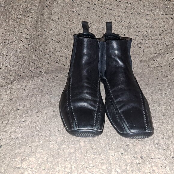 VINTAGE PRADA-Linea Rossa-Square Toe Black Leather Chelsea Boot-Sz10.5-Excellent main image 5